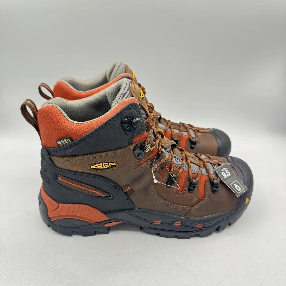 Keen Pittsburgh Boots Men's Size 9.5 D Orange Waterproof Leather